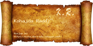 Kohajda Radó névjegykártya